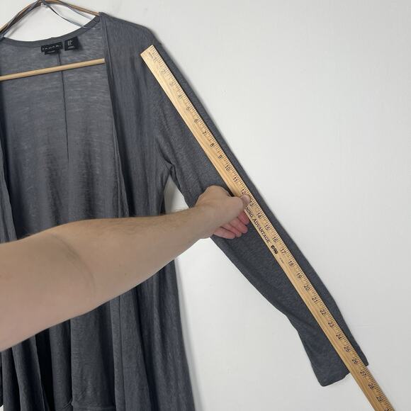Tahari Women’s Sz S 100% Linen Knit Gray Lightweight Open Draped Front Cardigan - Picture 5 of 7